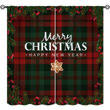 Buffalo Plaid Christmas Curtains Red Berries Tree Thermal
