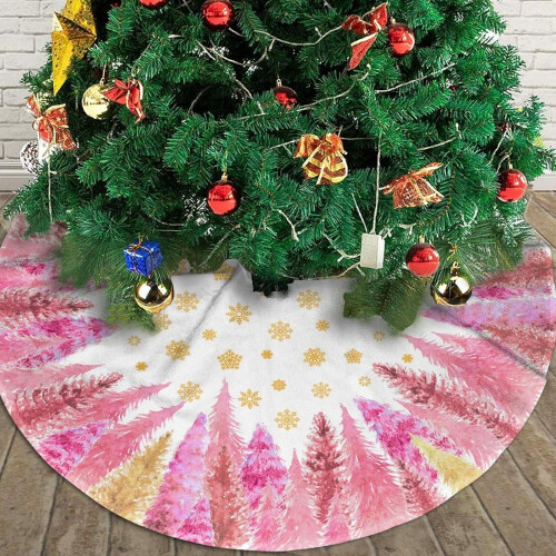 Jupe de sapin de Noël rose flocon de neige 122 cm