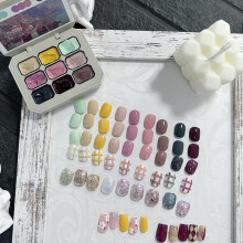 Palette de gels pour ongles solides, haute brillance, couleurs multiples, 12 pièces