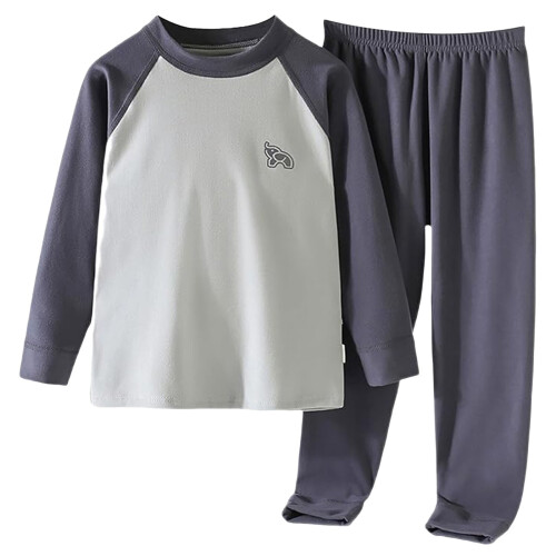 Completo intimo termico per bambini in cotone grigio, 6-7 anni