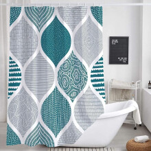 Tenda da doccia bohémien grigio petrolio 72x72 pollici geometrica