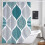 Bohemisk duschdraperi blågrön 180x180 cm geometrisk 1