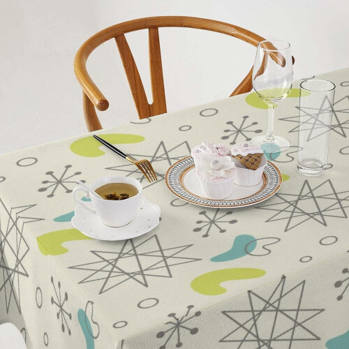 Tischdecke im Mid-Century-Modern-Stil mit Atomsternmuster 1