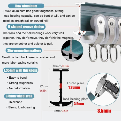 Barre de douche flexible, système de rail double au plafond, 180 cm 1