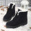 Botas de nieve para mujer, botas cortas de algodón con tacón plano. 7