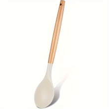 Silikonsked med non-stick-beläggning och trähandtag, högtemperaturbeständig