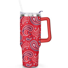 Paisley-Becher mit Henkel, 1,2 l, doppelwandig isoliert