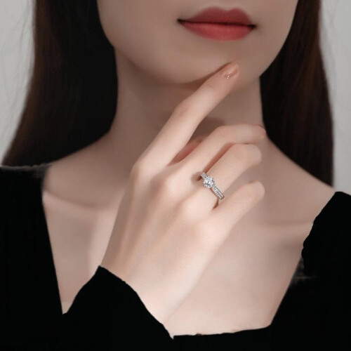 Sterling Silver Adjustable Ring with 1 ct Moissanite 2