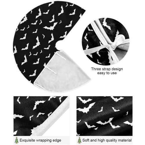Saia para árvore de Halloween com estampa de morcego preto, 120 cm (47,2 polegadas) 1