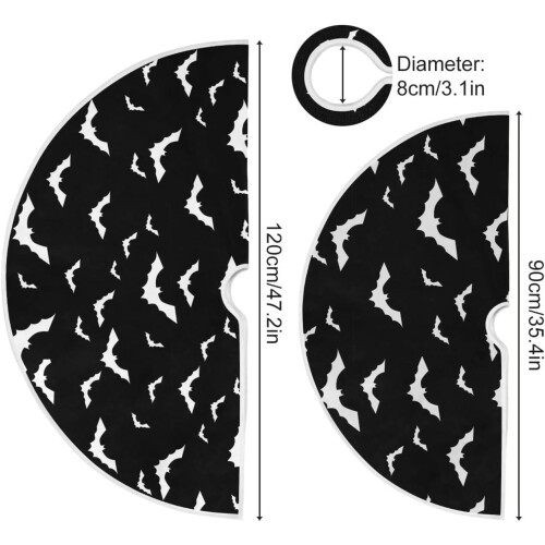 Saia para árvore de Halloween com estampa de morcego preto, 120 cm (47,2 polegadas) 2