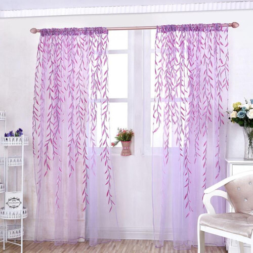 Voilegardin Blommönster 100x270cm