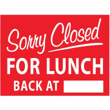 Μεταλλική πινακίδα με την ένδειξη 'Sorry Closed for Lunch' 12x16 ίντσες
