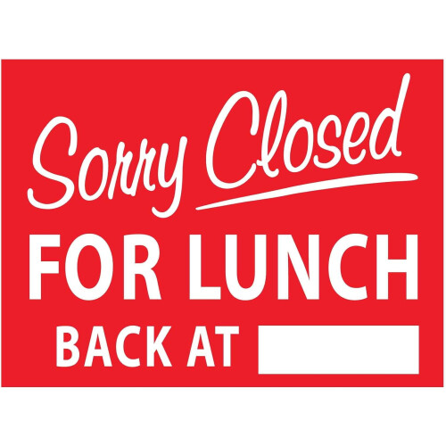 Μεταλλική πινακίδα με την ένδειξη 'Sorry Closed for Lunch' 12x16 ίντσες