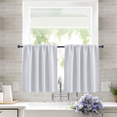 Solid Color Room Darkening Curtains 76x92 in 2PCS White