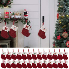 Lot de 6 chaussettes de Noël rouges avec lettres anglaises