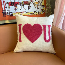 Fodera per cuscino di San Valentino 45x45 cm con cuori ricamati