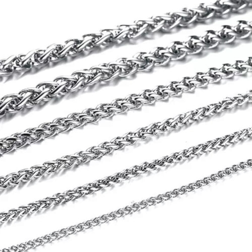 Colar com corrente de trigo em aço inoxidável 316L, 4mm, 26 polegadas (66 cm). 1