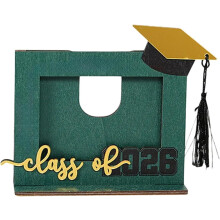 Cadre photo en bois pour remise de diplôme avec toque et gland 4x6