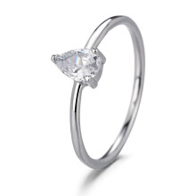 Dünner, weißvergoldeter Ring mit Zirkonia (0,1 Karat)