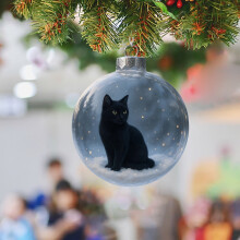Christmas Ornaments Cute Cat Clear Balls 3D Snow Globe with
