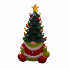 Gnome de Noël lumineux en résine avec ampoules colorées