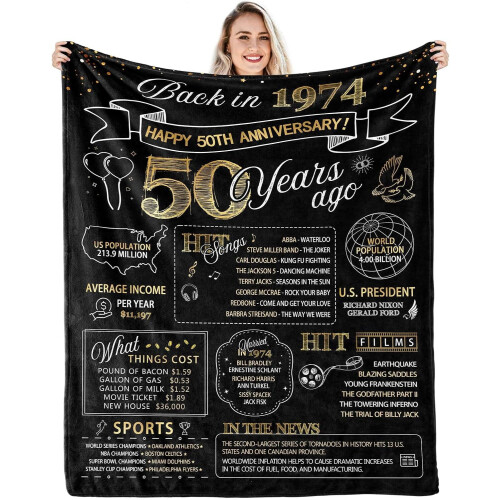 Couverture d'anniversaire de mariage 60 x 50 pouces
