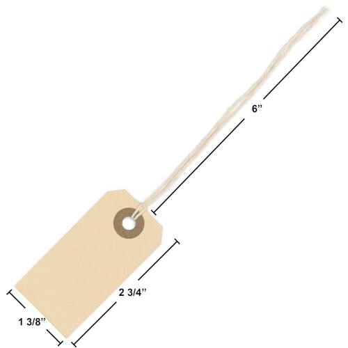 Manila Paper Tags with String 2.75 x 1.125 Inch 100 Pack 2