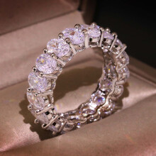 Sparkling Cocktail Ring for Women Brass Core White Steel
