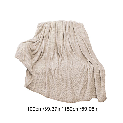 Beige Fleece Throw Blanket Lightweight Soft Microfiber 1