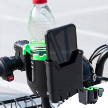 Becher- und Handyhalterung für Kinderwagen, Fahrräder, Rollstühle und Quads