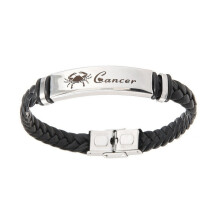 Bracciale Zodiac unisex in acciaio inossidabile nero regolabile 12