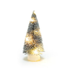 Mini sapin de Noël avec minuterie LED et socle en bois