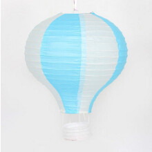 Lanternes en papier à rayures bleu clair en forme de montgolfière (lot de 6)