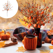 Branche de citrouille artificielle orange avec baies, 43 cm (17 pouces)