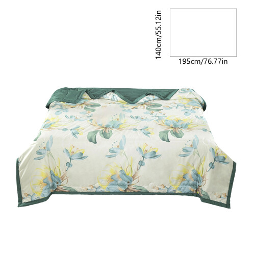 King Bedspread Green Botanical Print 100% Cotton Quilted 1
