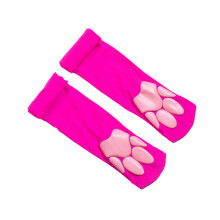 Roze Kat Poot Dij Hoge Kous Cosplay 3D Poot Pad Sokken-Roze Rood