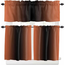 Ensemble de rideaux de cuisine ombrés à œillets, 3 pièces