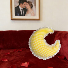 Coussin décoratif minimaliste en dentelle à motif quadrillé multicolore