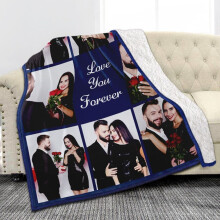 Couverture polaire sherpa personnalisée avec photo et texte (1 pièce)