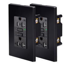 Black GFCI Outlet 20A 120V with LED Indicator and Wall