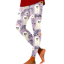Halloween leggings for plus women pumpkin ghost print navy S