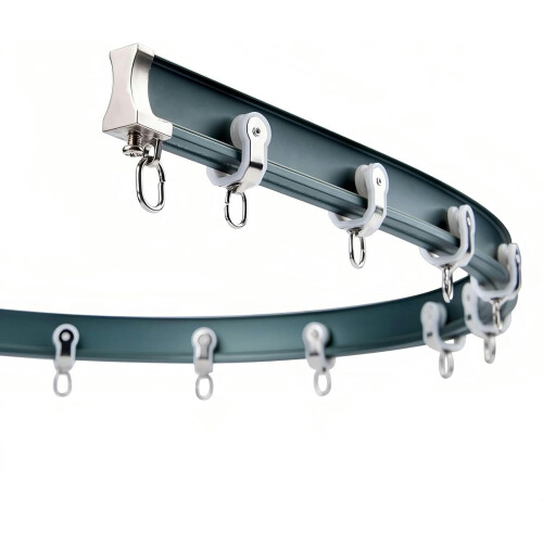 Rail de rideau flexible en aluminium, gris, fixation plafond/mur