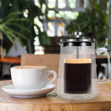 Caffettiera a pressa francese con doppia parete in vetro, 350 ml
