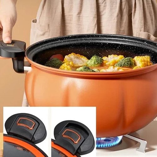 Non-Stick Pumpkin Mini Pressure Cooker Orange 8L 2