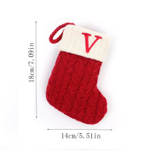 Lot de 6 chaussettes de Noël rouges avec lettres anglaises