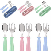 Kids Stainless Steel Flatware Set Spoons Forks 6 Pcs