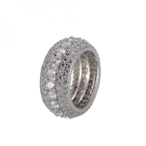 Moissanite Ring for Men Sterling Silver Pave Setting