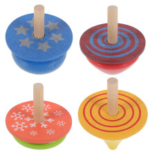 Ensemble de toupies en bois de couleurs assorties (4 pièces)