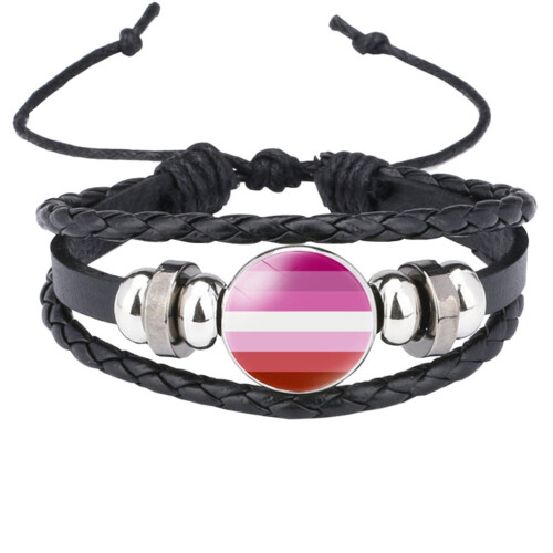 Δερμάτινο βραχιόλι Rainbow Pride Unisex από ανοξείδωτο ατσάλι 9