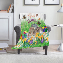 Green Easter Flannel Sofa Blanket 100x70cm